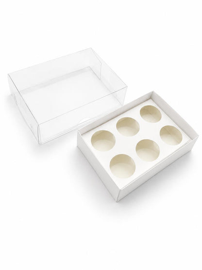 CAJA 12x8.5x3.5cm P/ 6 BOMBONES con tapa de acetato