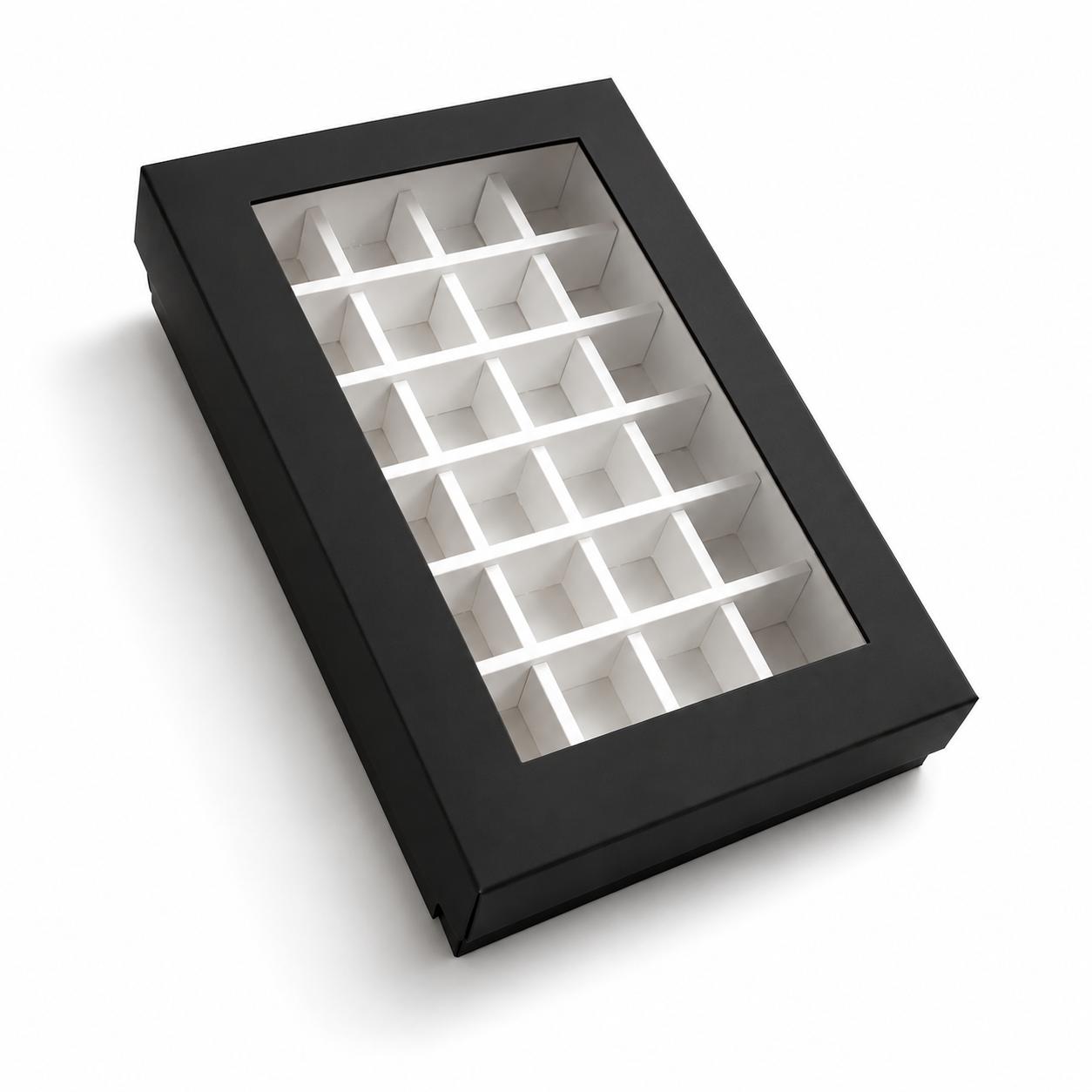 Caja 26x18x4cm p/ 24 bombones Negro (Paquete x 5 und)
