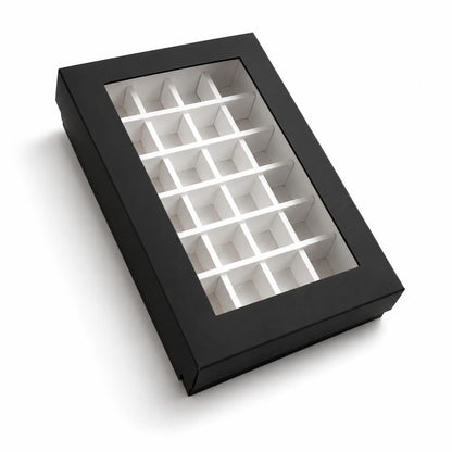 Caja 26x18x4cm p/ 24 bombones Negro (Paquete x 5 und)