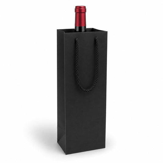 Bolsa de Lujo p/ Vino 11x9x35 con manija de cordon - Negro
