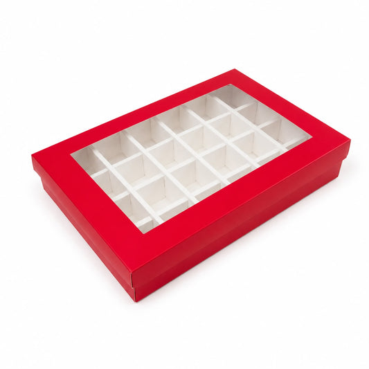 Caja 26x18x4cm p/ 24 bombones Rojo (Paquete x 5 und)