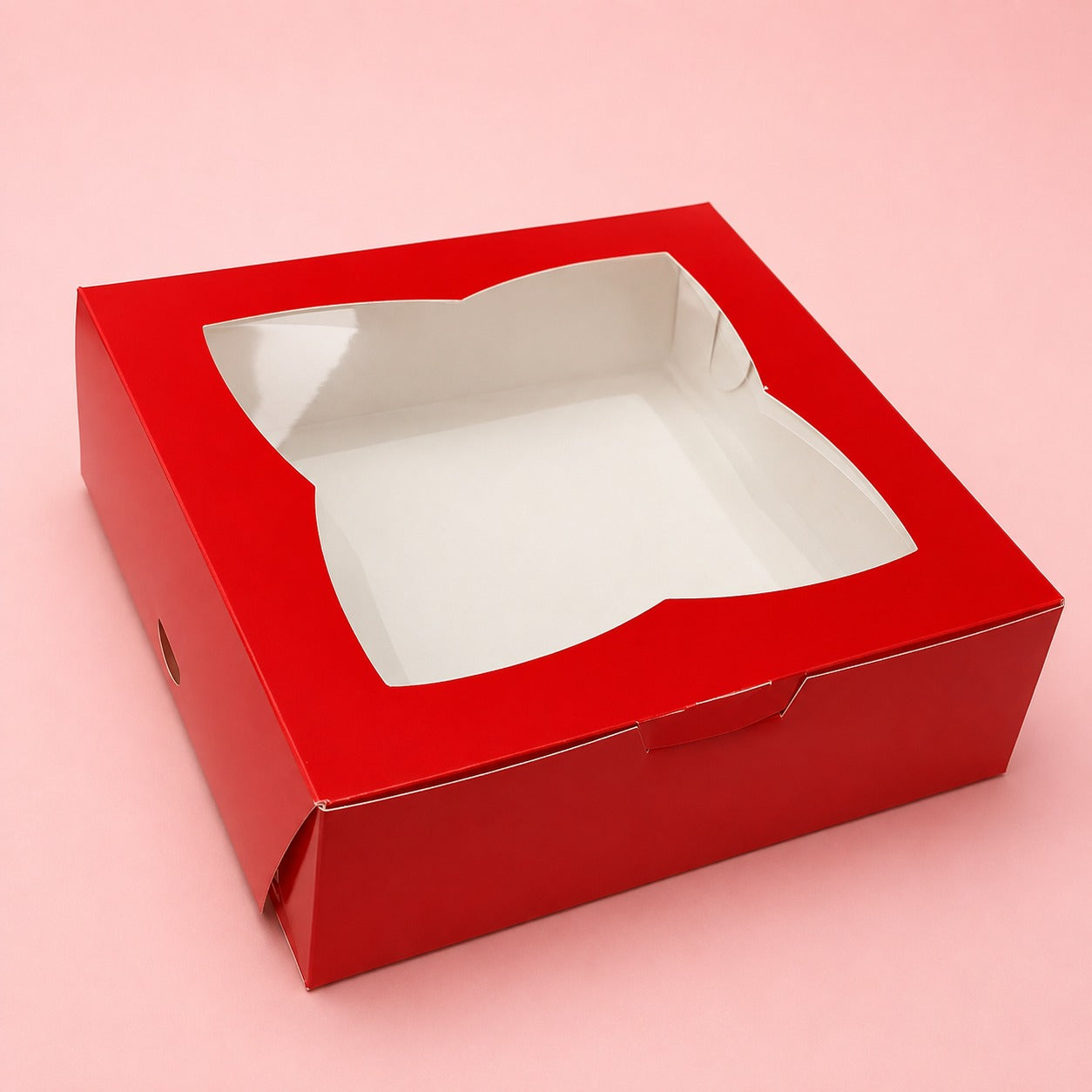 Caja 22x22x7cm rojo con visor - 640257