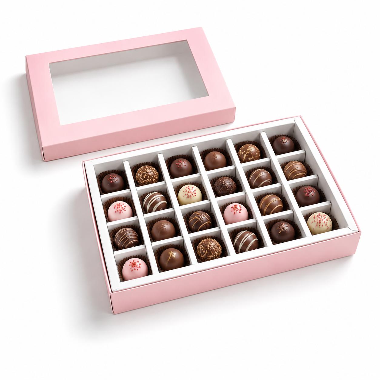 Caja 26x18x4cm p/ 24 bombones -  Rosa