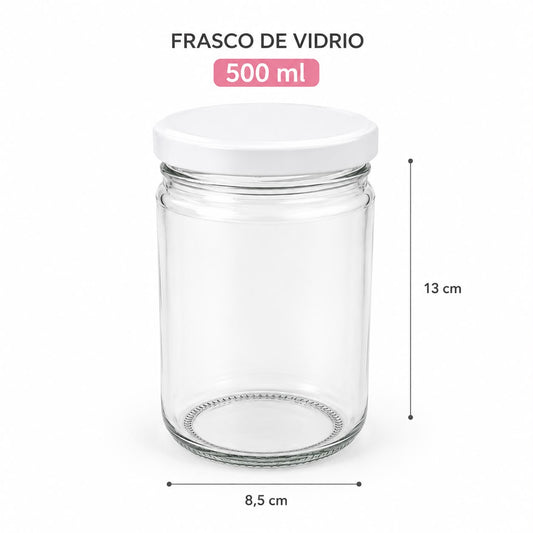 BOTELLA DE VIDRIO TAPA BLANCA 500ML