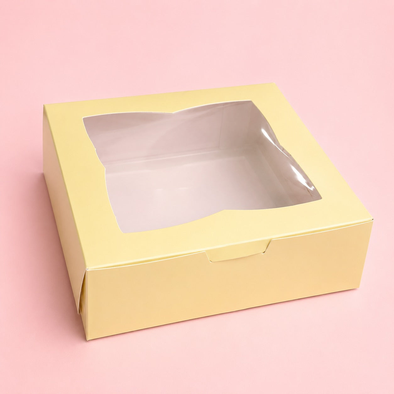 Caja 22x22x7cm amarillo con visor - 640891