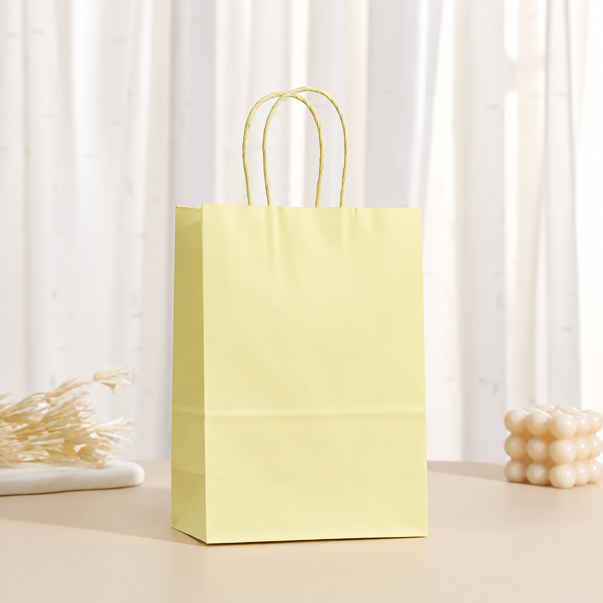 Bolsa Papel Amarillo Pastel- 25x12x31cm