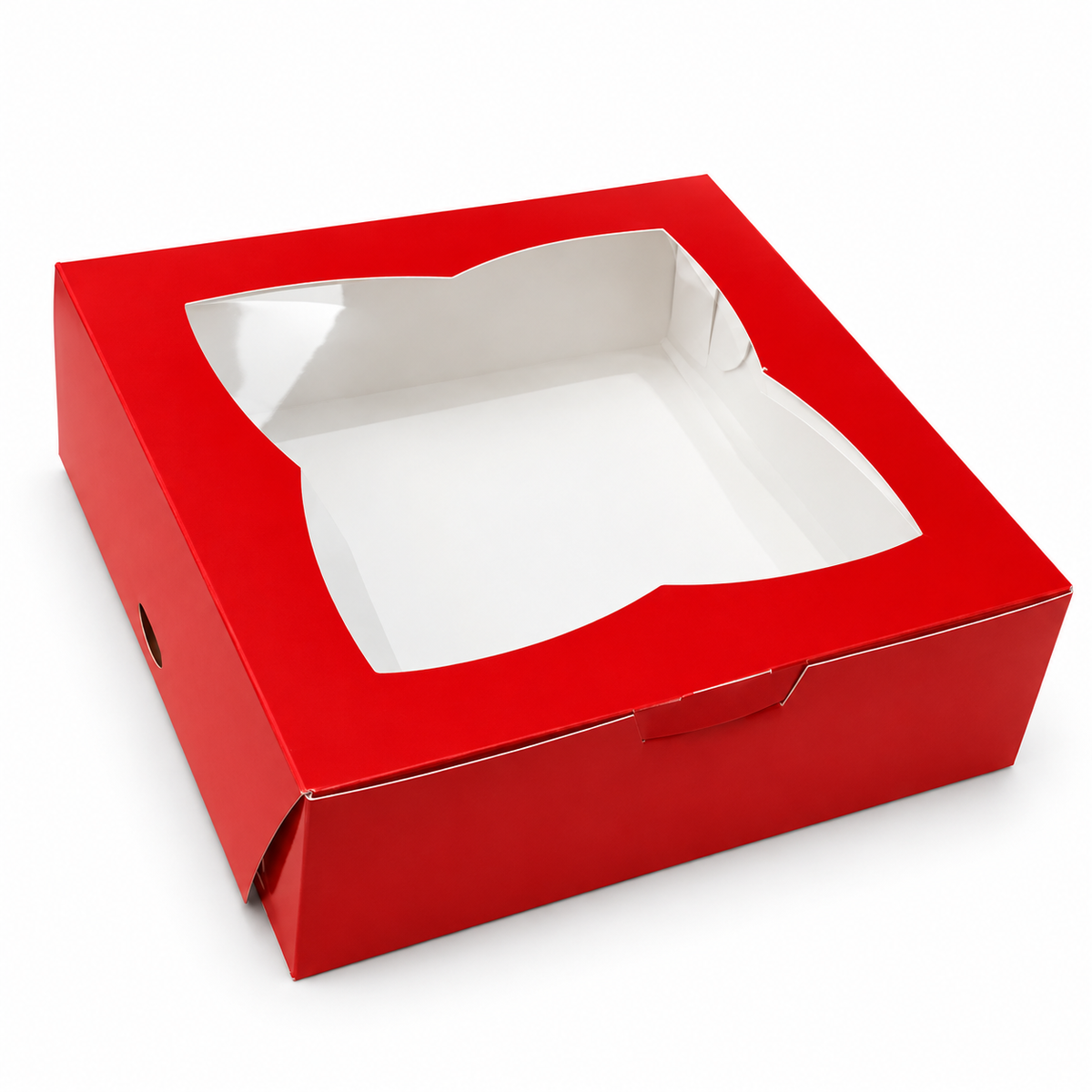 Caja 22x22x7cm rojo con visor - 640257