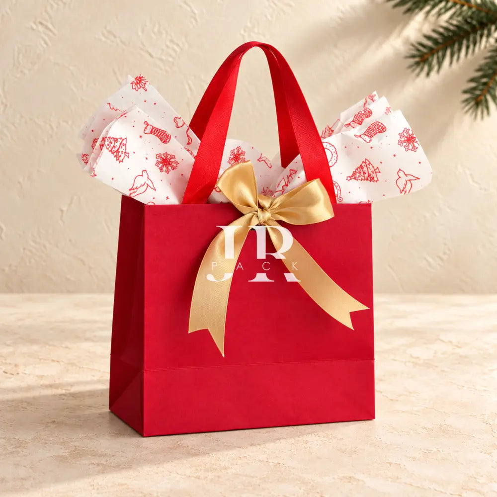 Bolsa Mini 14.5x8x14.5cm ROJO con Manija Cinta - bolsa de papel