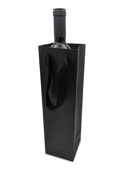 Bolsa de Lujo p/ Vino 11x9x35 con manija Asas - Negro