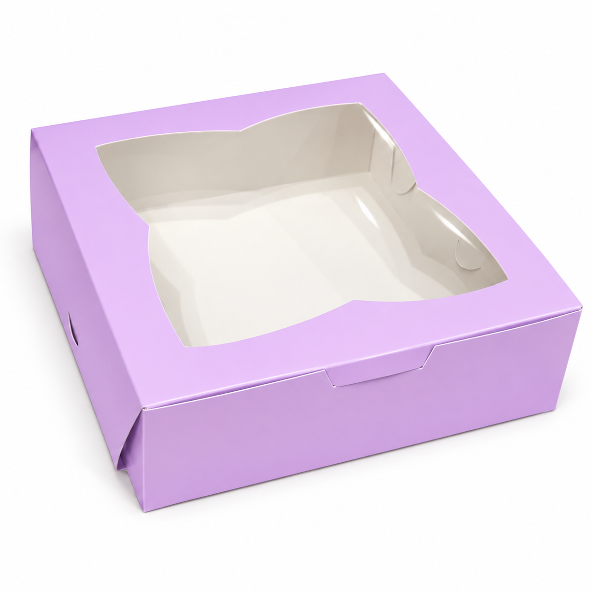 Caja 22x22x7cm lila con visor - 640893
