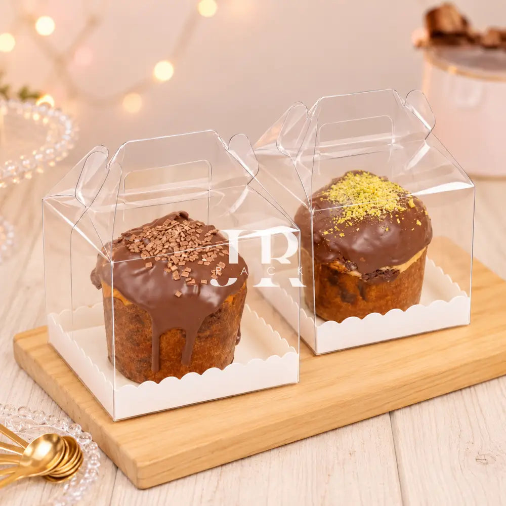 CAJA 13X13X12cm CON MANIJA ALTA - IDEAL PAN DULCE 250GR. - packaging
