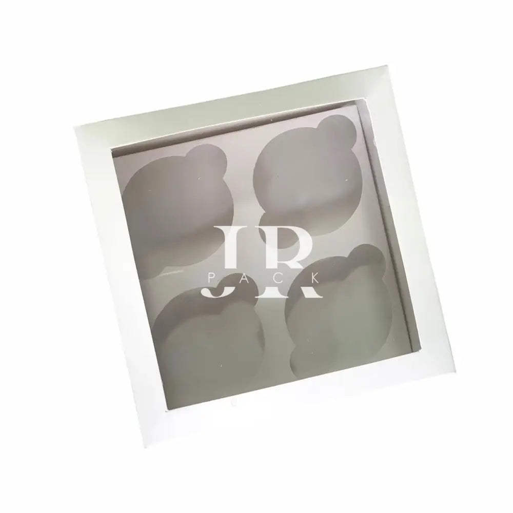 Caja 16x16x10cm p/ 4 cupcakes con visor - 641169 + 642106 - packaging