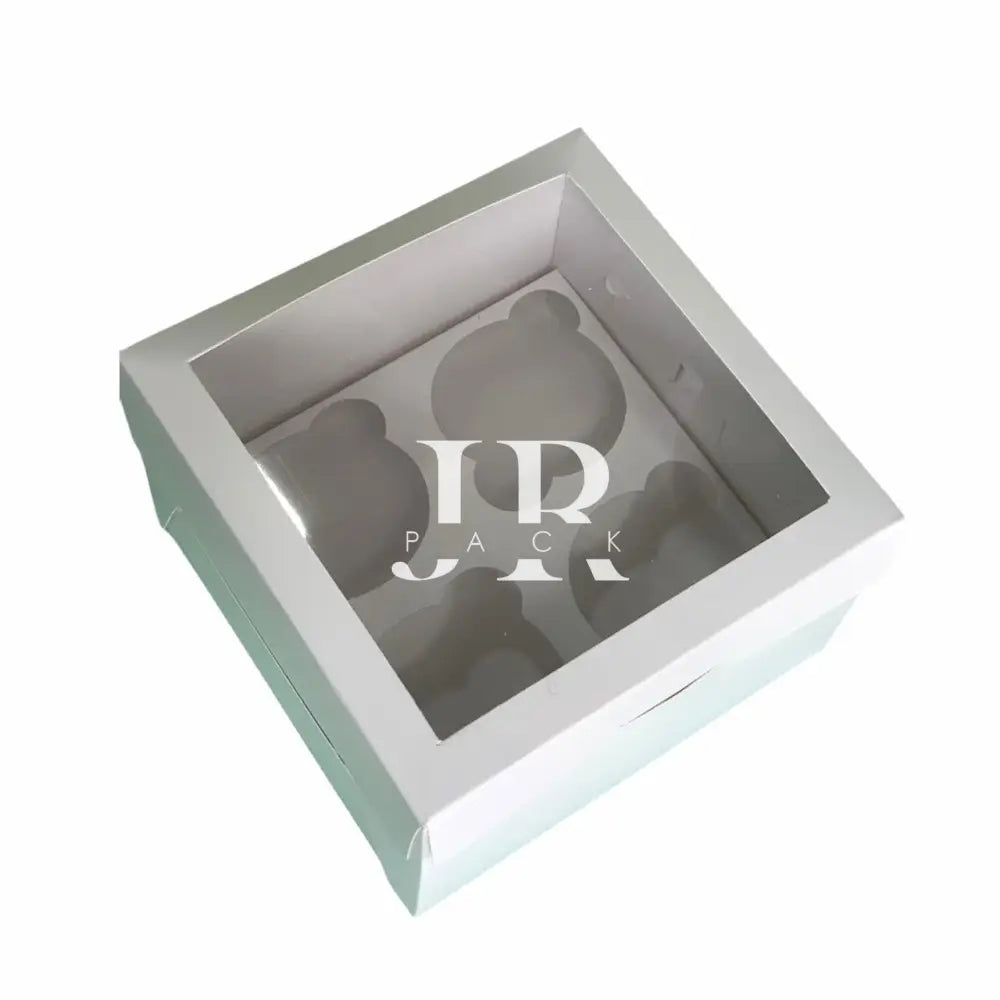 Caja 16x16x10cm p/ 4 cupcakes con visor - 641169 + 642106 - packaging