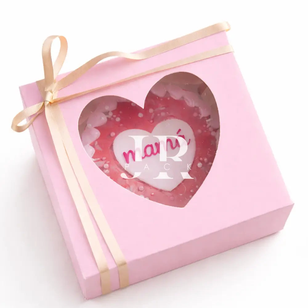 Caja 16x16x10cm rosa con visor - 640283 - packaging