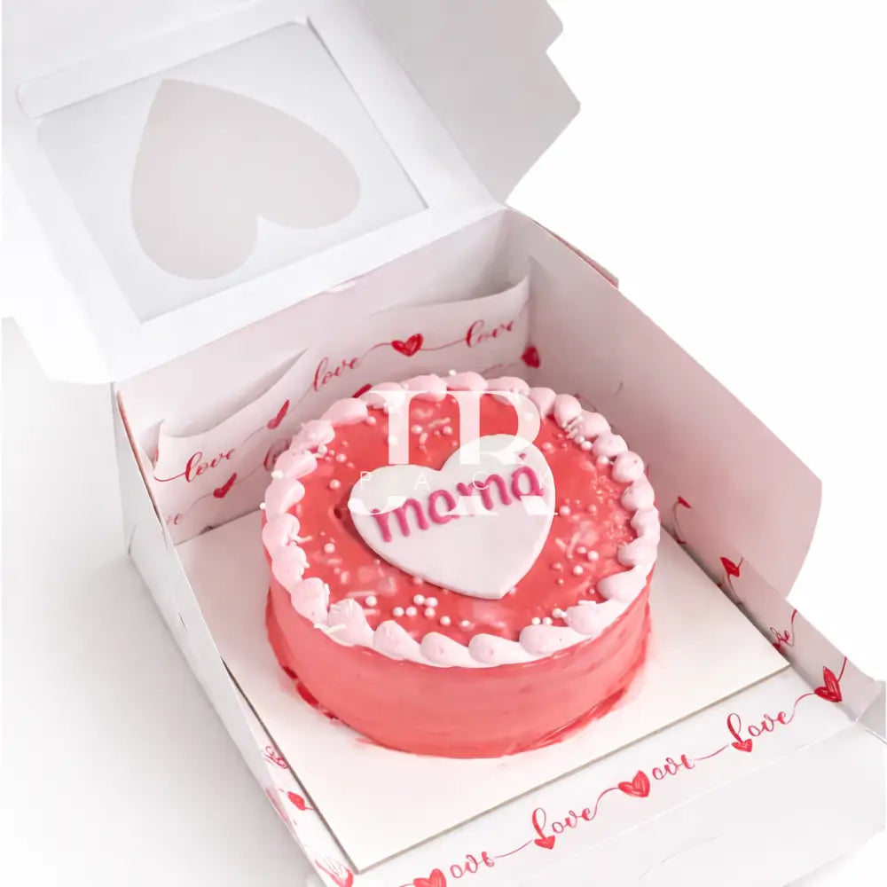 Caja 16x16x10cm rosa con visor - 640283 - packaging