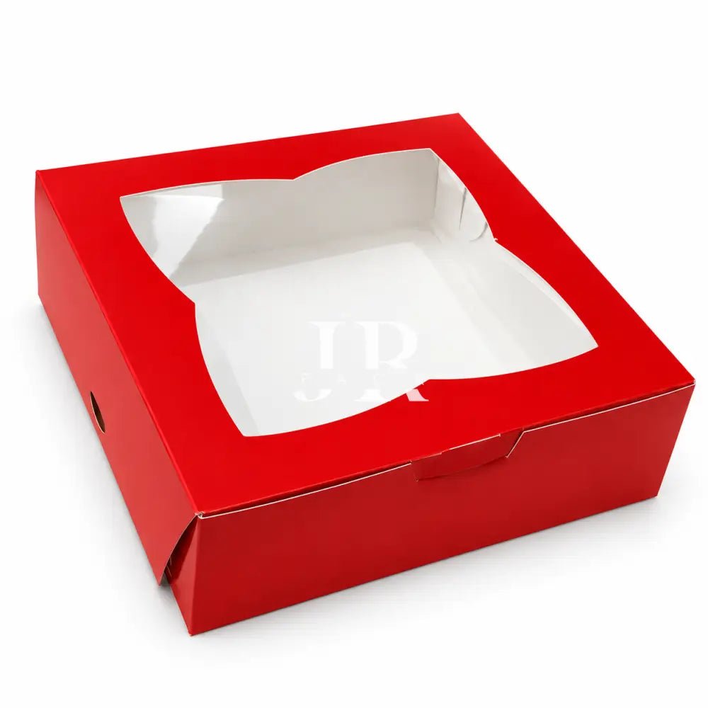 Caja 22x22x7cm rojo con visor - 640257 - packaging