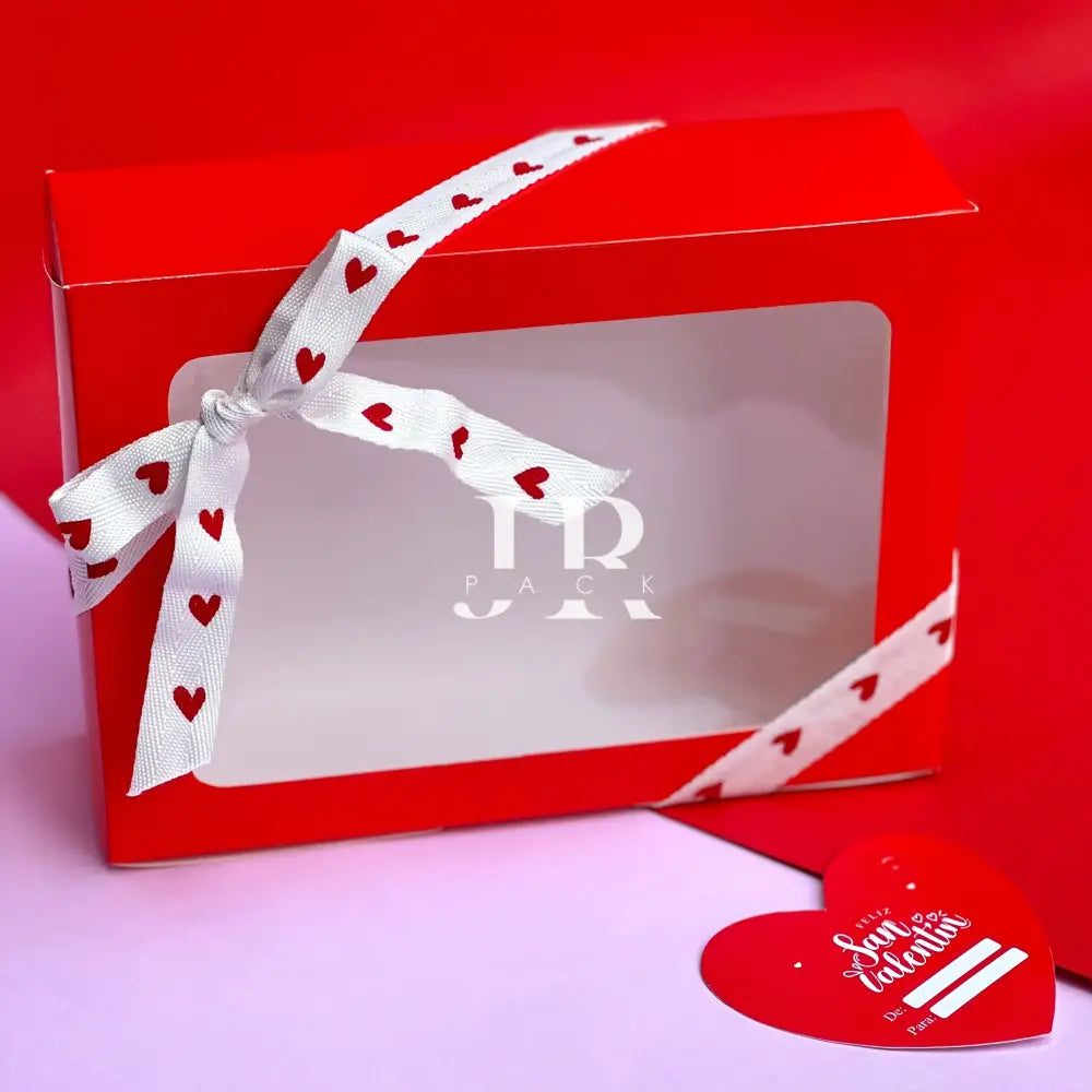 Caja 23x17x7cm Rojo con visor - 640871 - packaging