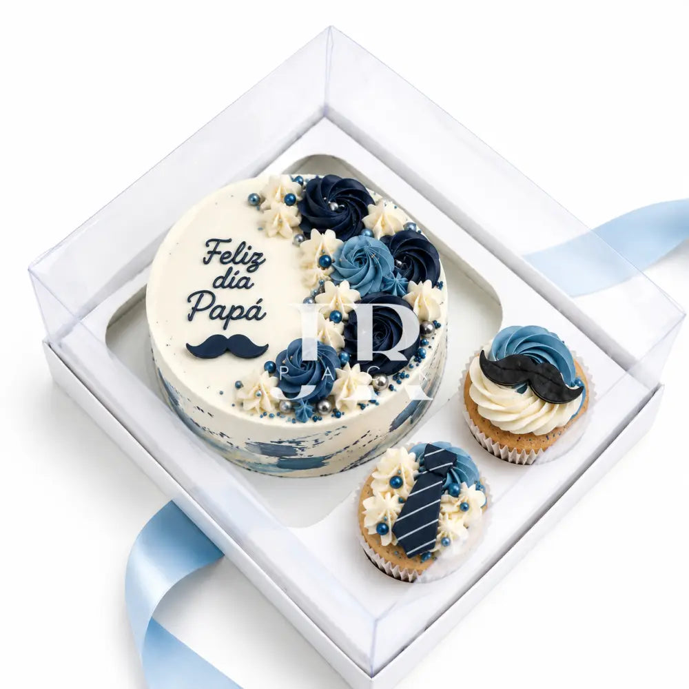 Caja 23x18x7cm Mini torta + 2 cupcakes - packaging
