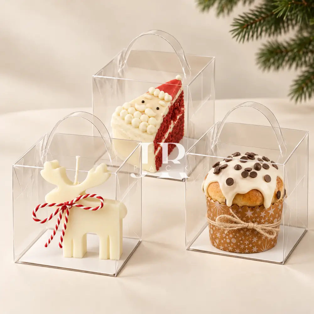 Caja 8x8x8cm c/ Manija TIRA (PAQ X 10 UND) - IDEAL PARA PAN DULCE 100GR - packaging