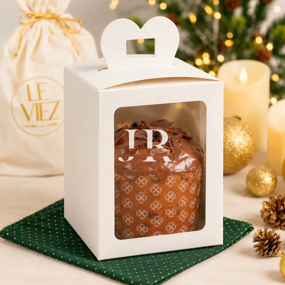 Caja para pan dulce 250 gr. con visor 10x10x14.5cm - 640823 - packaging