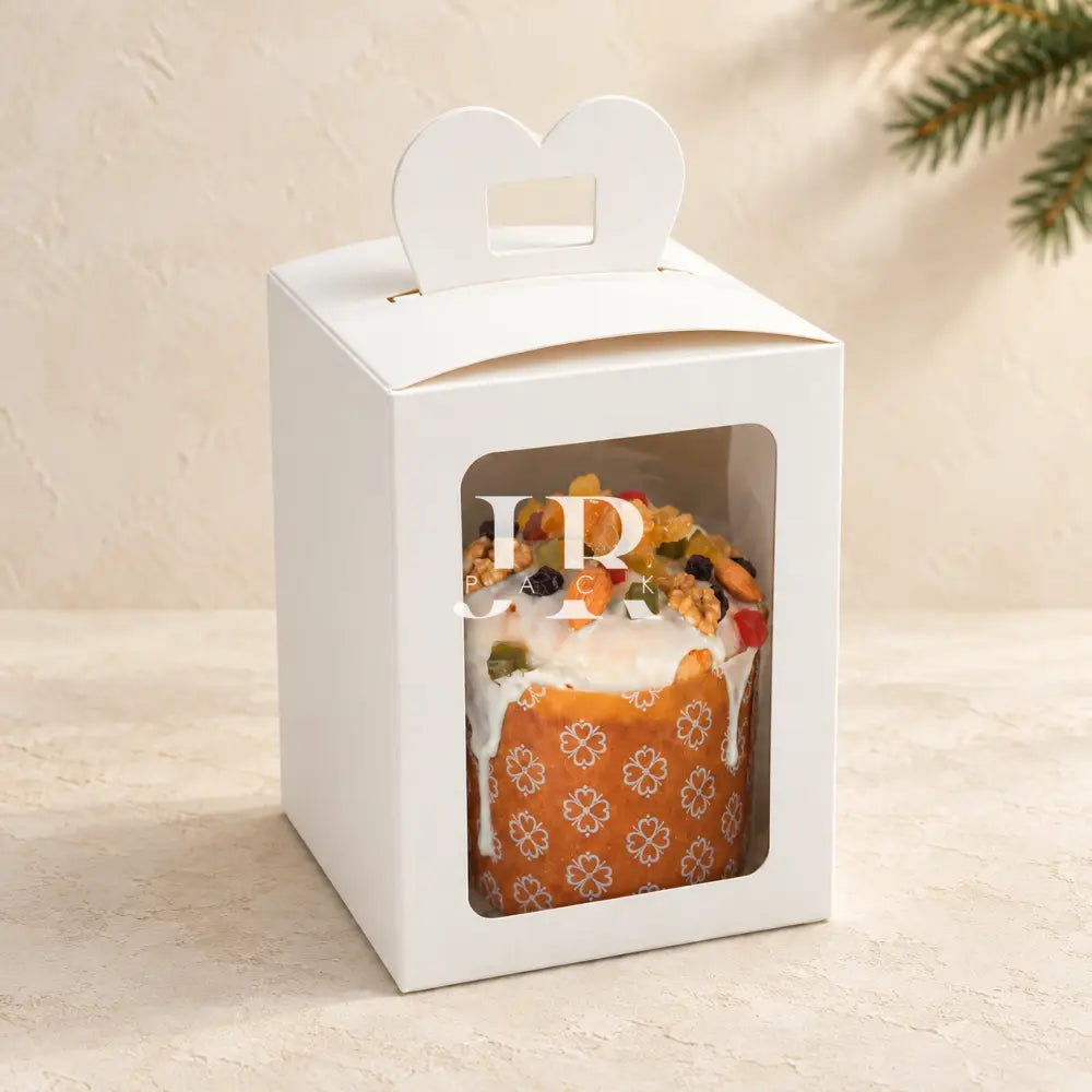 Caja para pan dulce 250 gr. con visor 10x10x14.5cm - 640823 - packaging