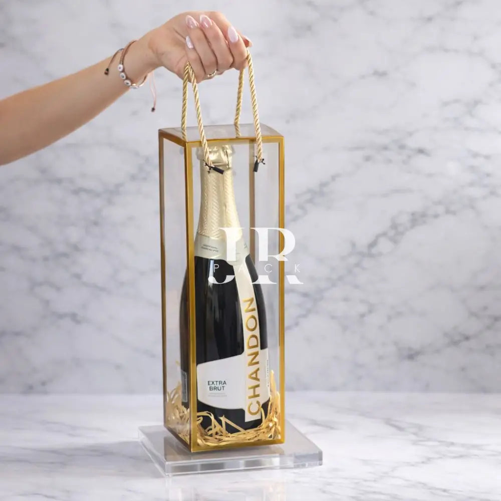 CAJA PARA VINO ACETATO 32X9X9CM - DORADO ACE-05 - packaging