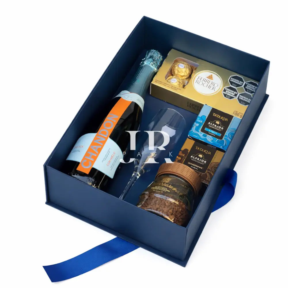 Caja Premium 34x24x10cm Tipo Libro - Azul marino - PREMIUM ARMADAS