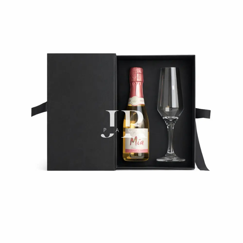 Caja Premium con divisoria estándar - Tipo Libro para champagne + copa - PREMIUM ARMADAS