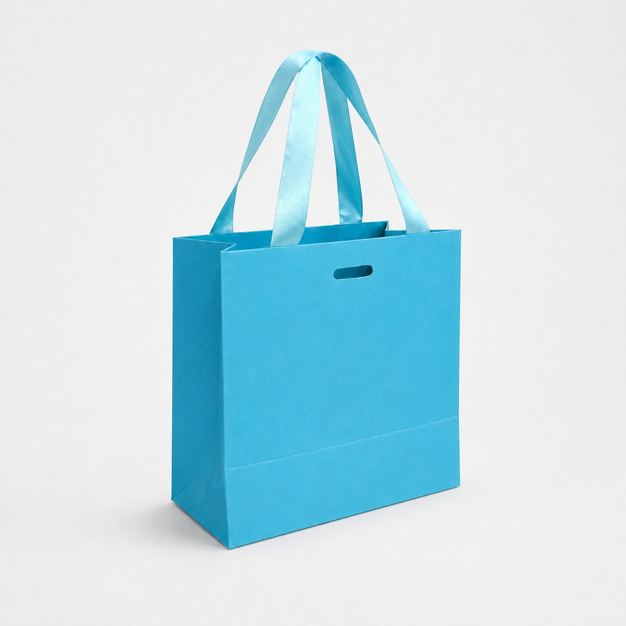 Bolsa Mini 14.5x8x14.5cm Celeste con Manija Cinta Raso
