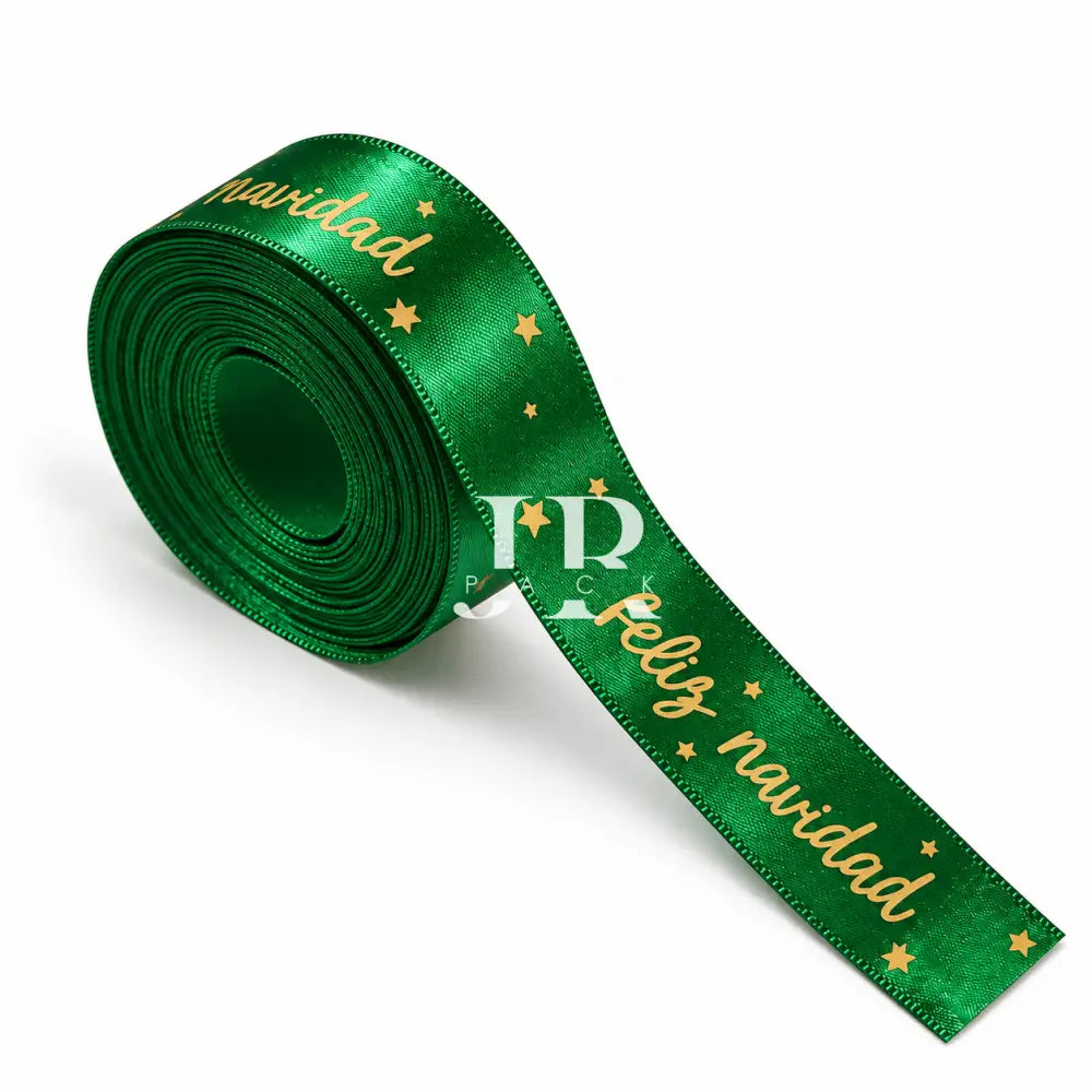 Cinta raso 2cm x 10 metros - FELICES FIESTAS - Verde - cinta