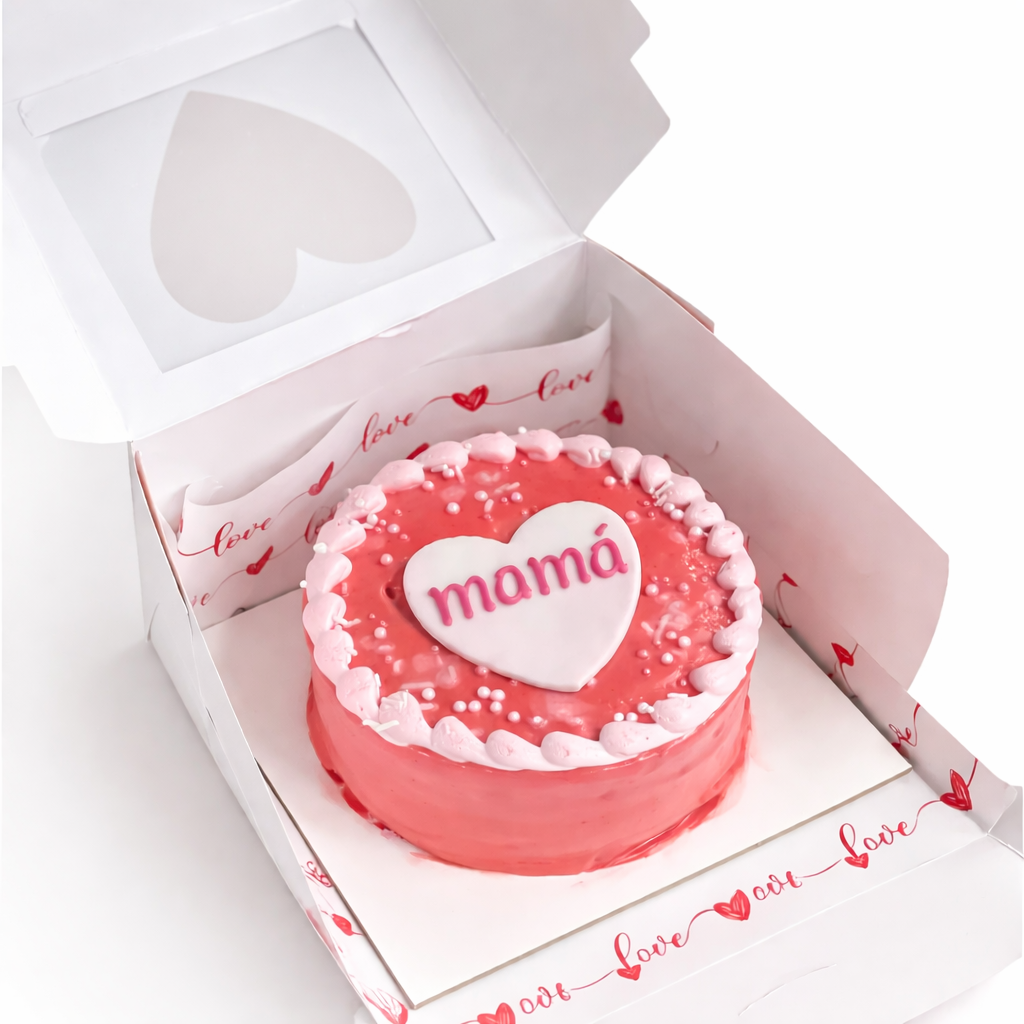 Caja 16x16x10cm c/ visor de corazón Rosa - CUP4V.1