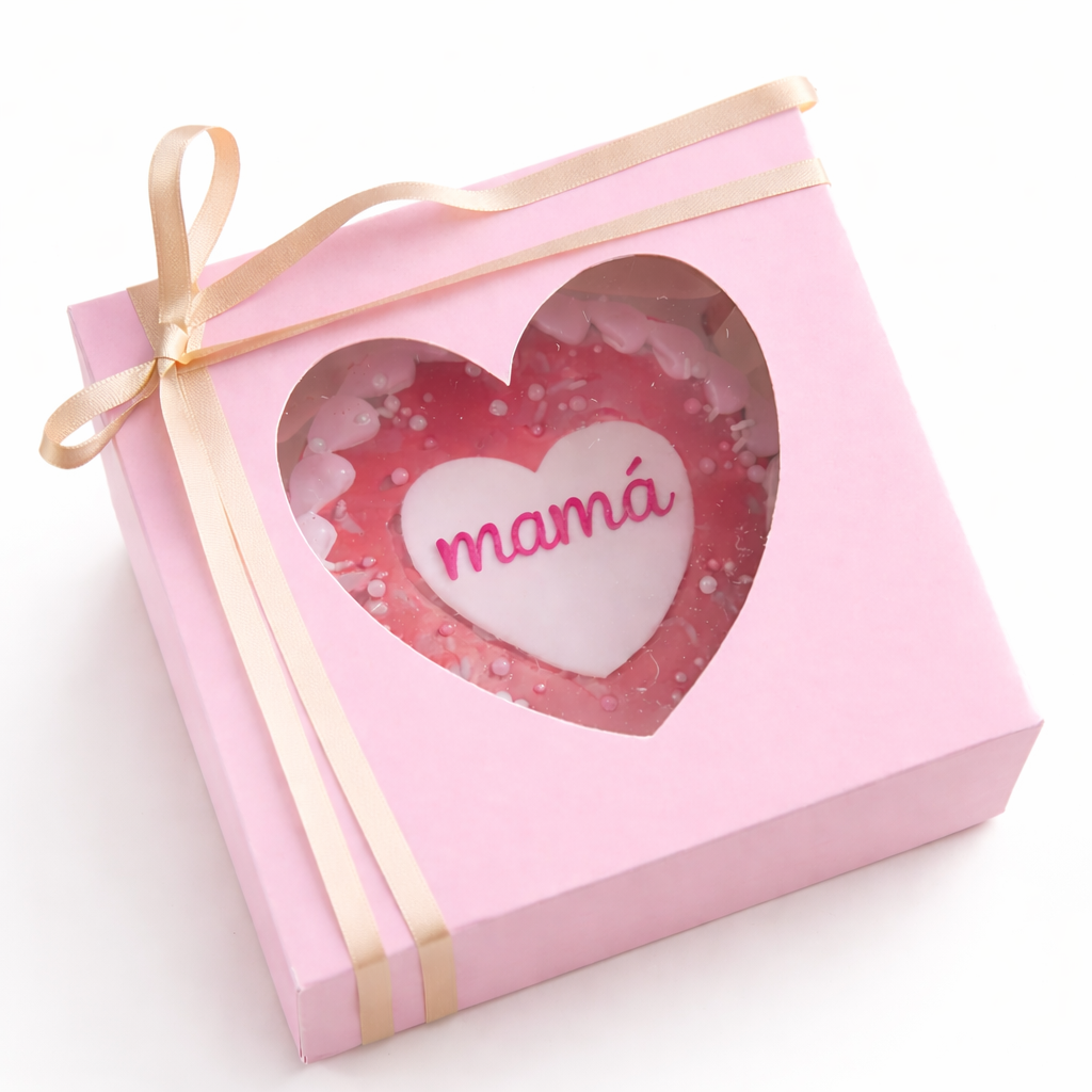 Caja 16x16x10cm c/ visor de corazón Rosa - CUP4V.1