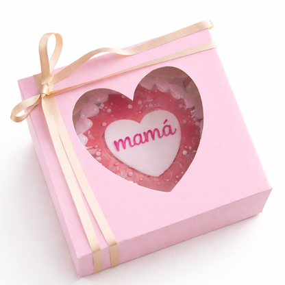 Caja 16x16x10cm c/ visor de corazón Rosa - CUP4V.1
