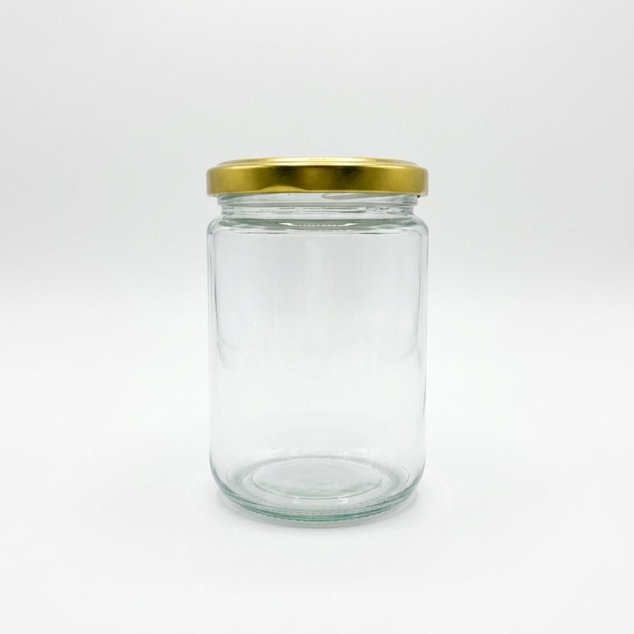 BOTELLA DE VIDRIO TAPA DORADA 350ML