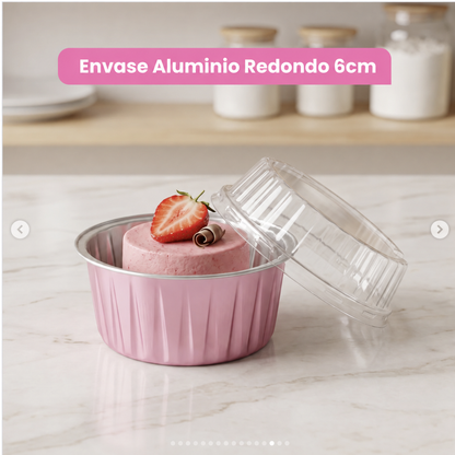 Envase de aluminio 6.5 diametro x 8.4cm altura (CONT. 50 UND)