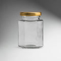 FRASCO VIDRIO HEXAGONAL TAPA DORADA 100ML