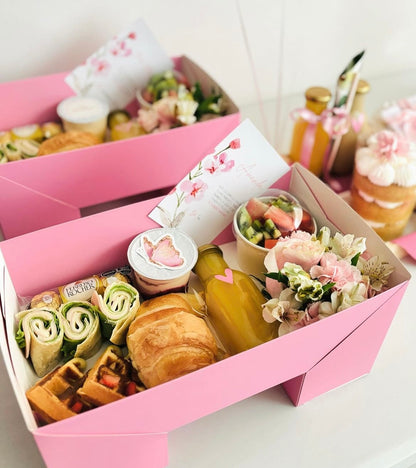 Caja 32x24x8cm Bandeja de Desayuno Rosa - Kit Mesa