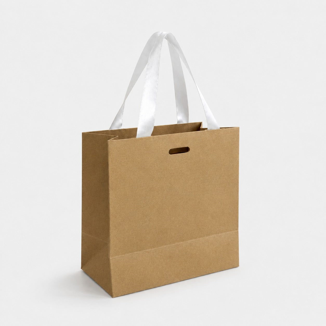 Bolsa Mini 14.5x8x14.5cm Kraft con Manija Cinta Raso