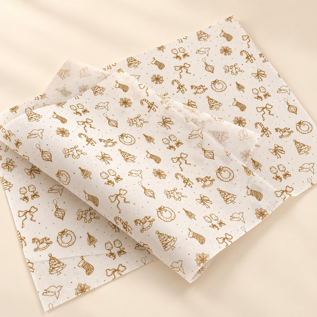 Papel Manteca Dorado Navidad 27x40cm - (cont. 25 hojas)