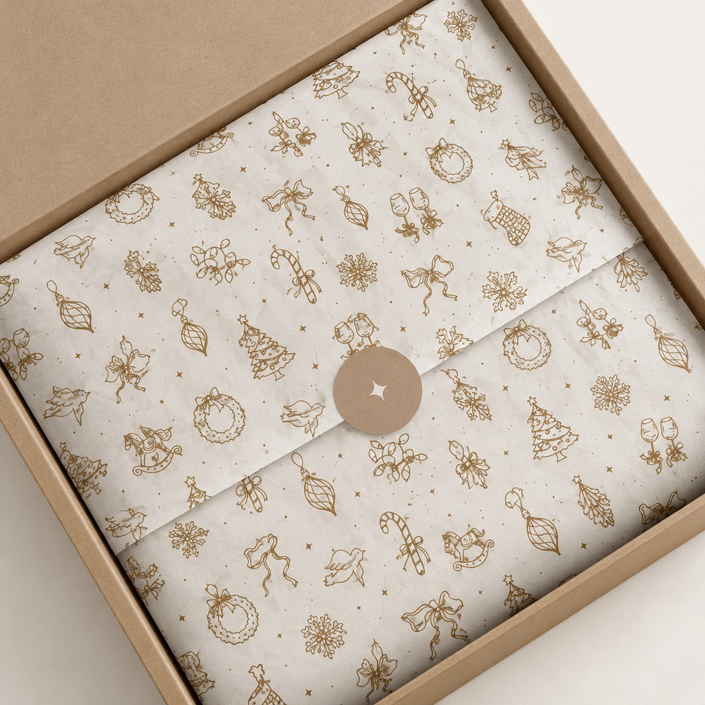 Papel Manteca Dorado Navidad 27x40cm - (cont. 25 hojas)