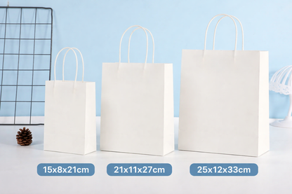 Bolsa en Papel Kraft Blanco - 25x12x33cm.