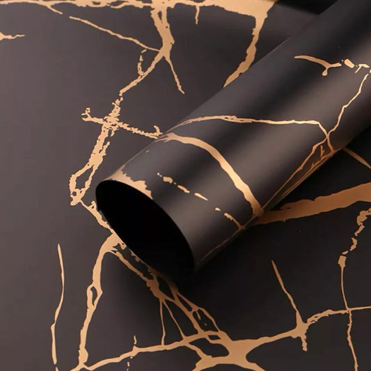 Papel Coreano Marmolado Negro - 58x58cm - (Paq de 20 unidades)