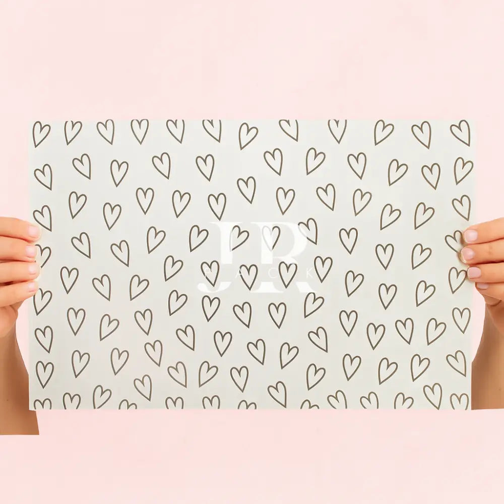 Papel Manteca Corazones Negro 27x40cm (contiene 25 hojas) - PM1.3 - papel manteca