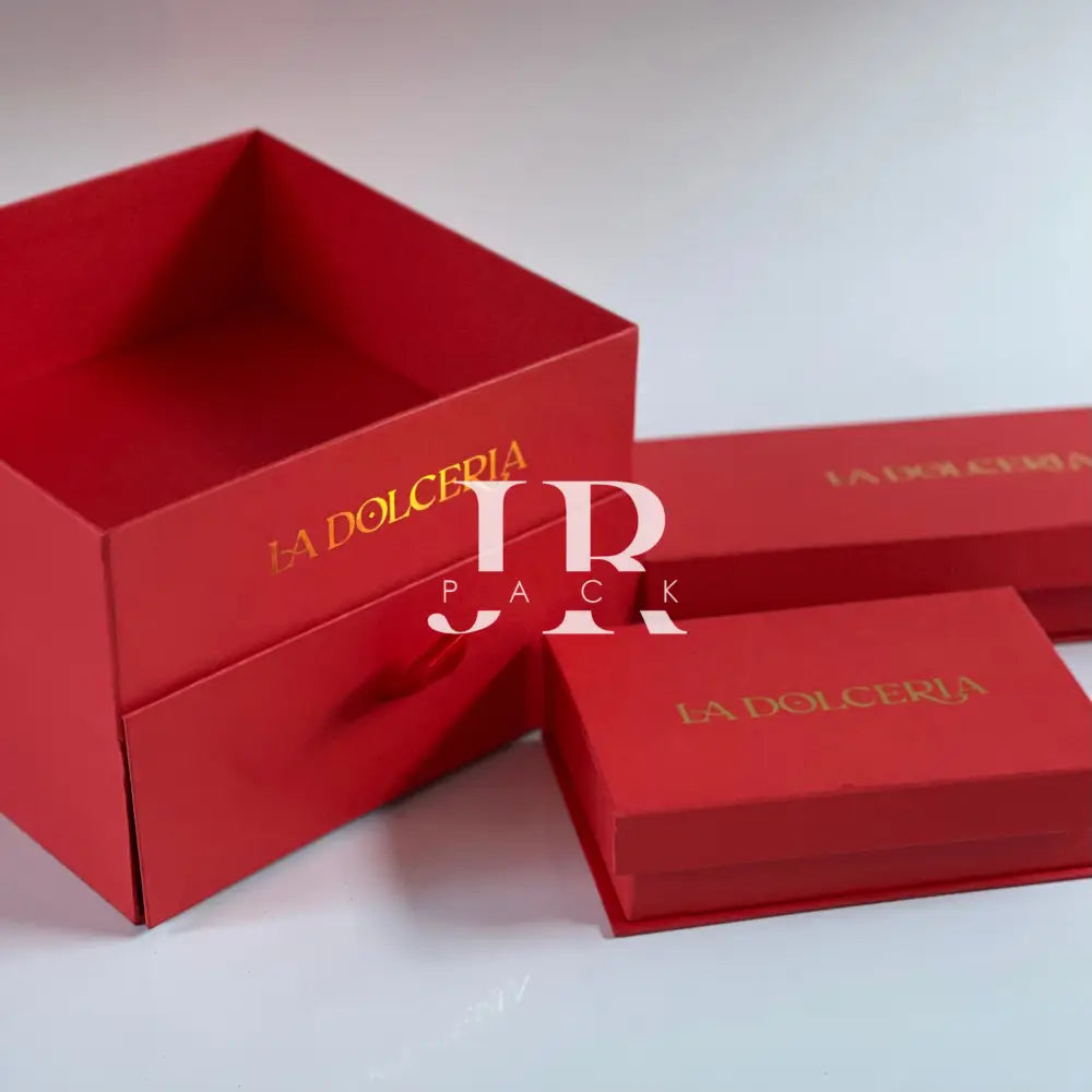 Premium personalizado La Dolceria - Doble piso + media solapa - Stamping dorado