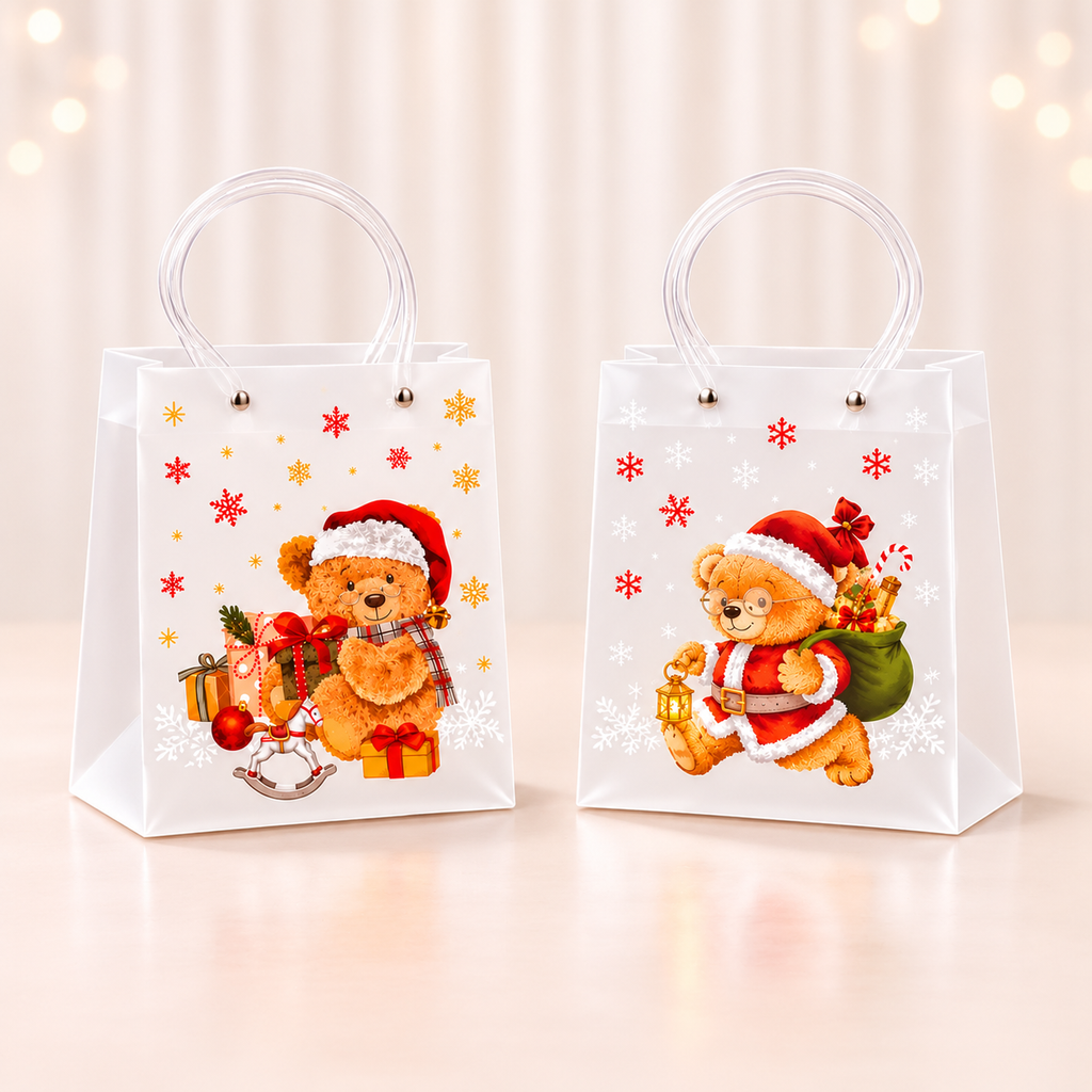 BOLSA PVC 20x8x25cm Oso Navidad c/ Brillo