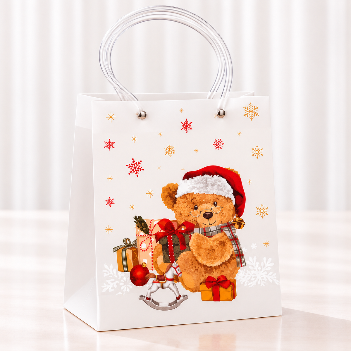 BOLSA PVC 20x8x25cm Oso Navidad c/ Brillo